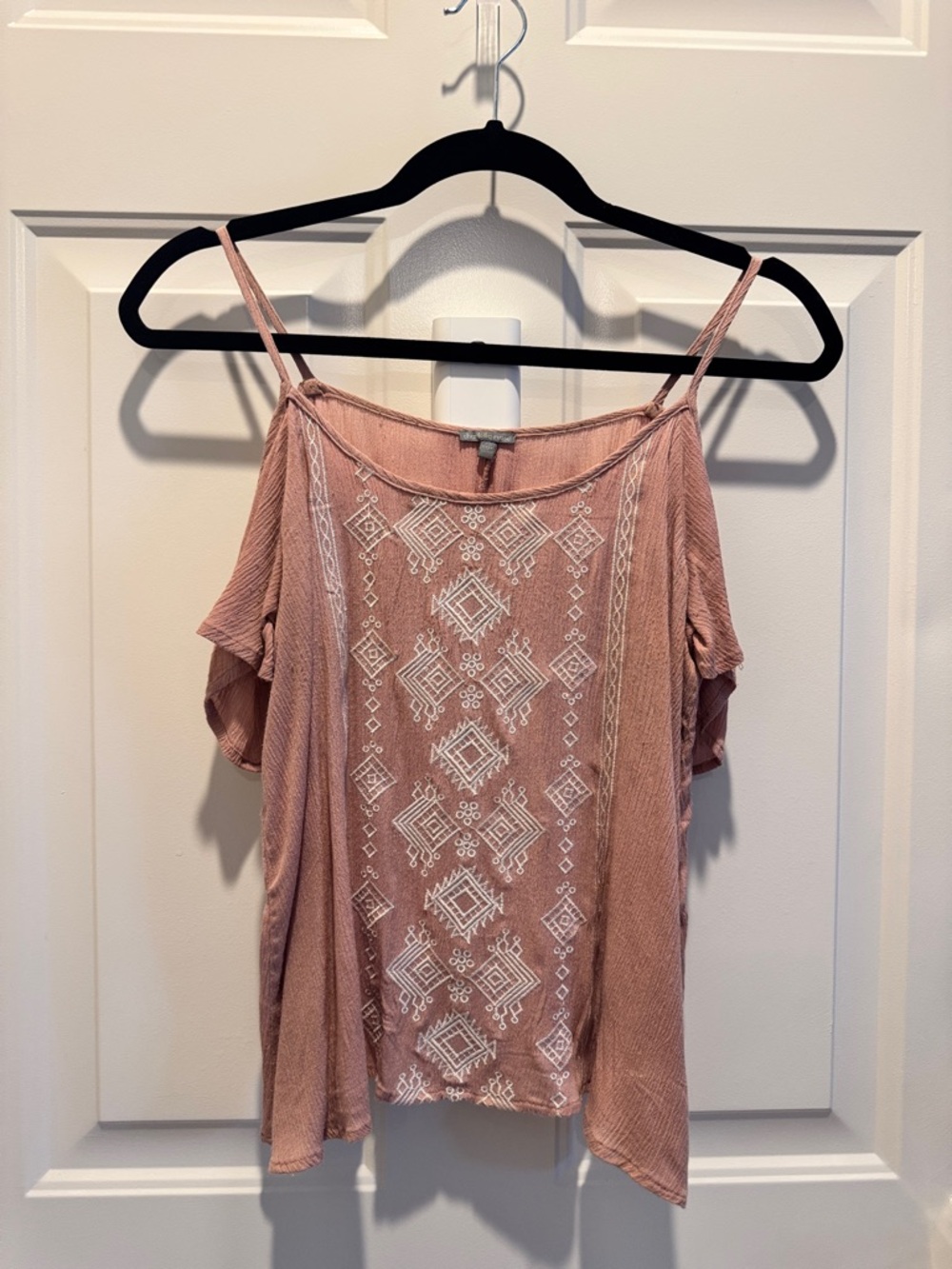 Charlotte Russe Blush Pink Embroidered Cold-Shoulder Cami
